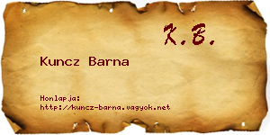 Kuncz Barna névjegykártya