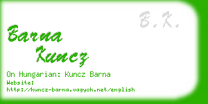 barna kuncz business card